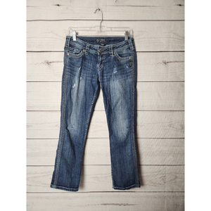 Silver Jeans Womens Twisted Capri Blue‎ Stretch Thick Stitch Low Rise Denim 26